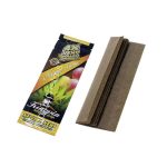 Συσκευασία και τέσσερα πουρόφυλλα Kingpin Hemp Wraps Manic Mango Tango με γεύση μάνγκο.